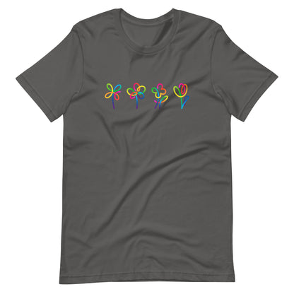 Elyx Artistic Rainbow Doodles Floral Tee - Positive Energy Woman Graphic T-Shirt
