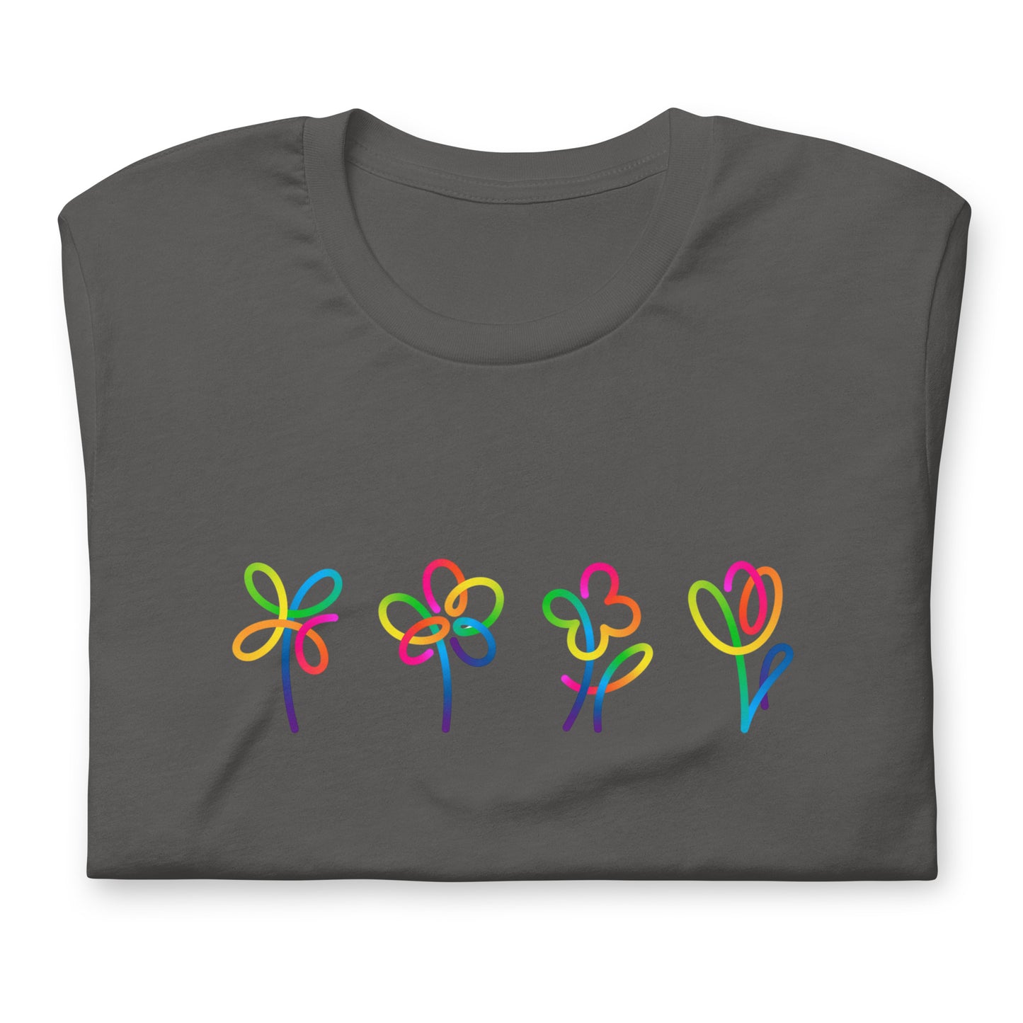 Elyx Artistic Rainbow Doodles Floral Tee - Positive Energy Woman Graphic T-Shirt