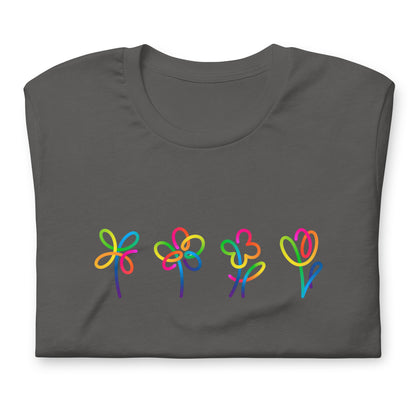 Elyx Artistic Rainbow Doodles Floral Tee - Positive Energy Woman Graphic T-Shirt