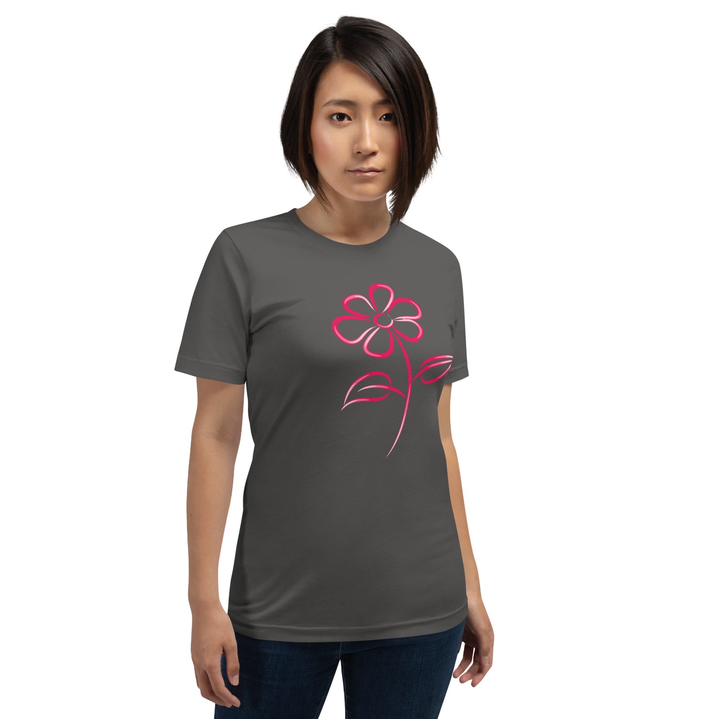Fuchsia Flower Line Art Graphic Tee - Premium Cotton T-Shirt