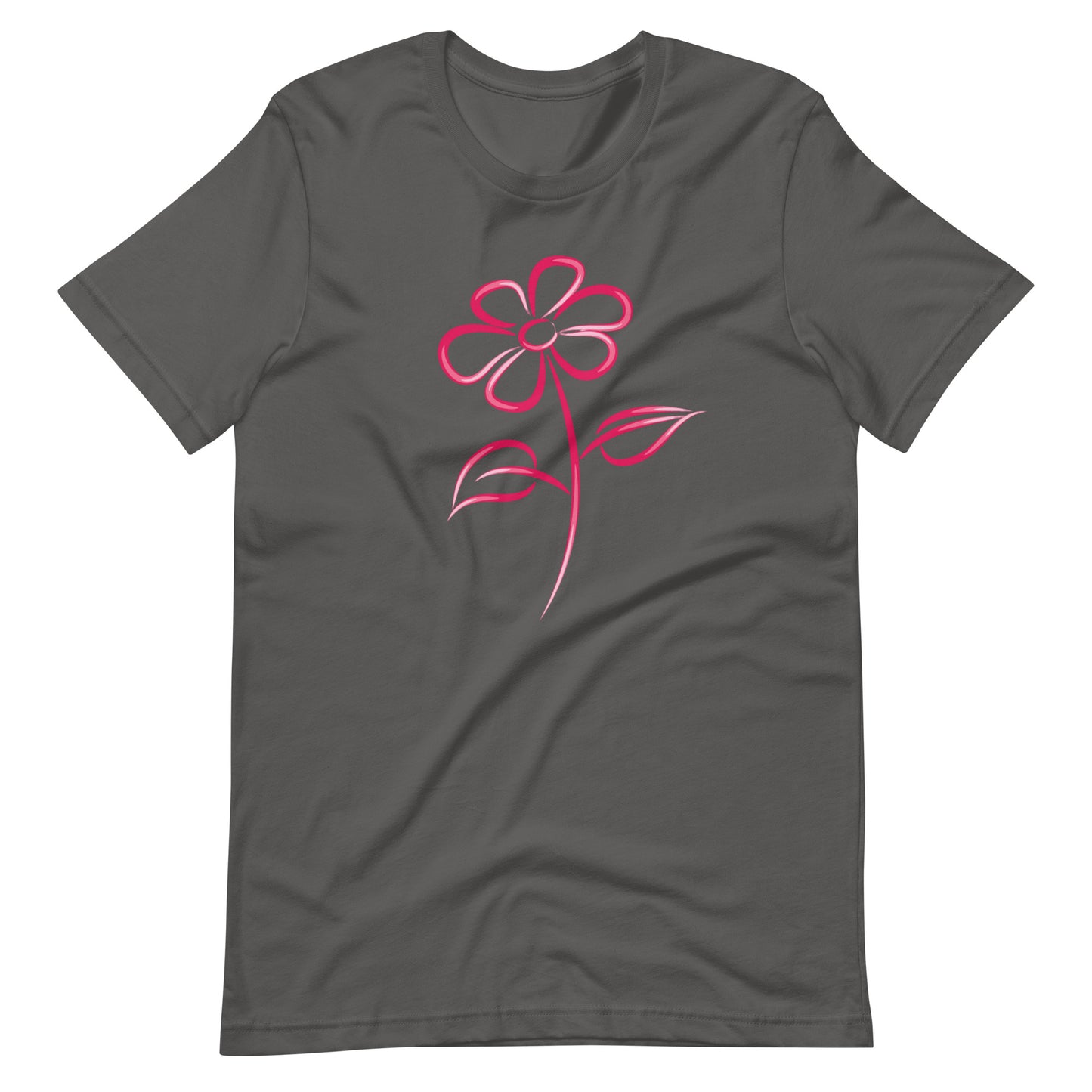Fuchsia Flower Line Art Graphic Tee - Premium Cotton T-Shirt