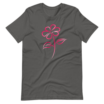 Fuchsia Flower Line Art Graphic Tee - Premium Cotton T-Shirt