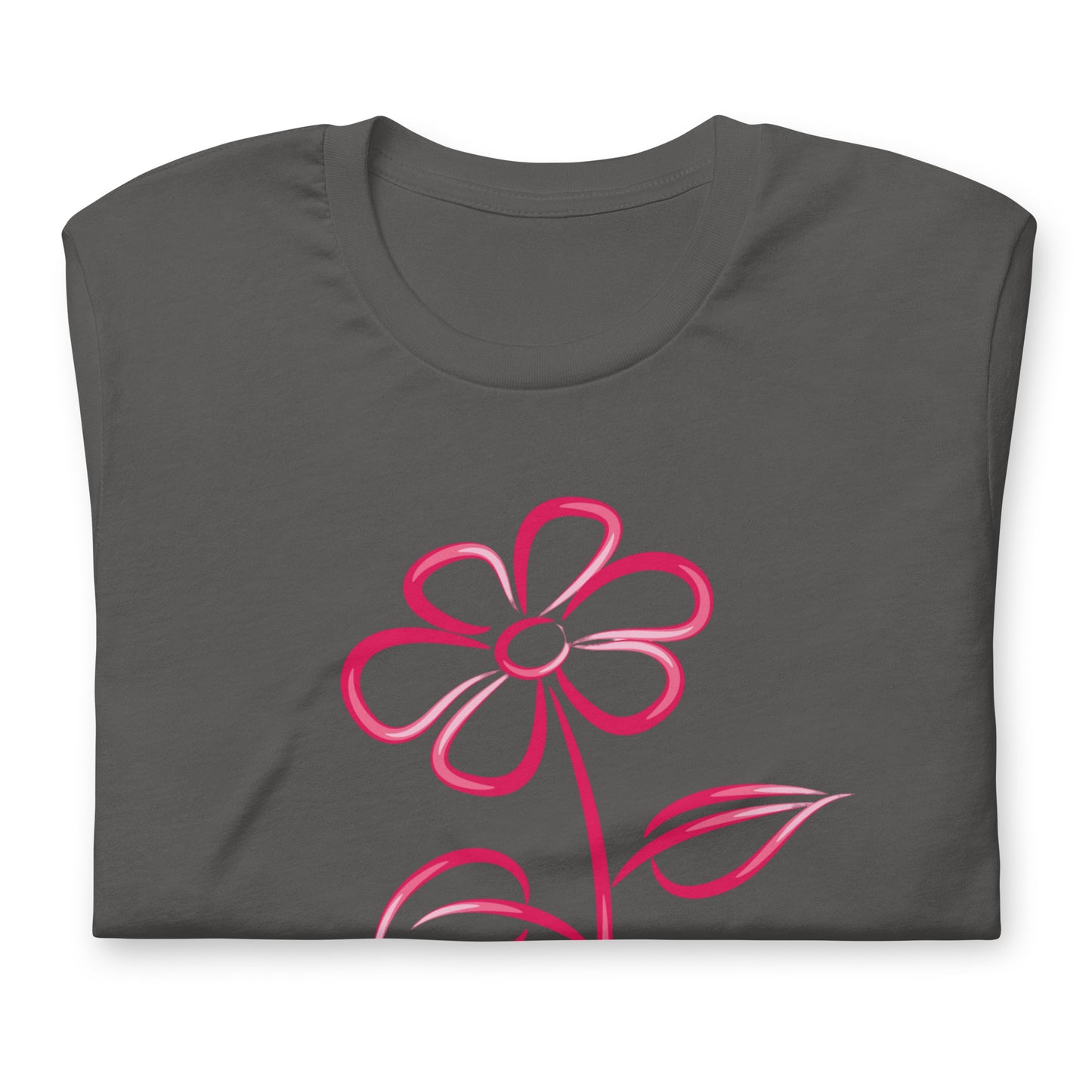 Fuchsia Flower Line Art Graphic Tee - Premium Cotton T-Shirt