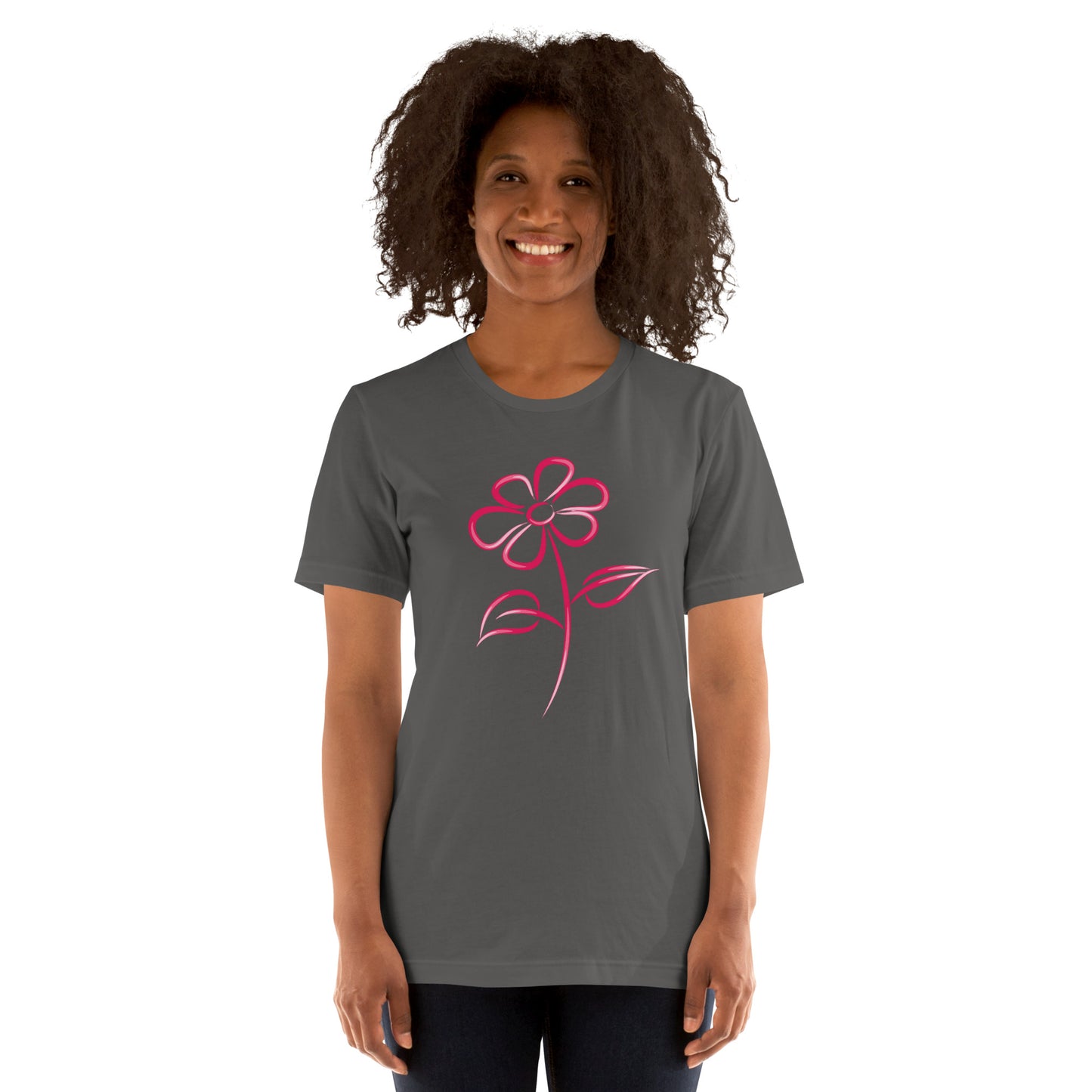 Fuchsia Flower Line Art Graphic Tee - Premium Cotton T-Shirt