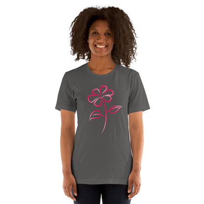 Fuchsia Flower Line Art Graphic Tee - Premium Cotton T-Shirt