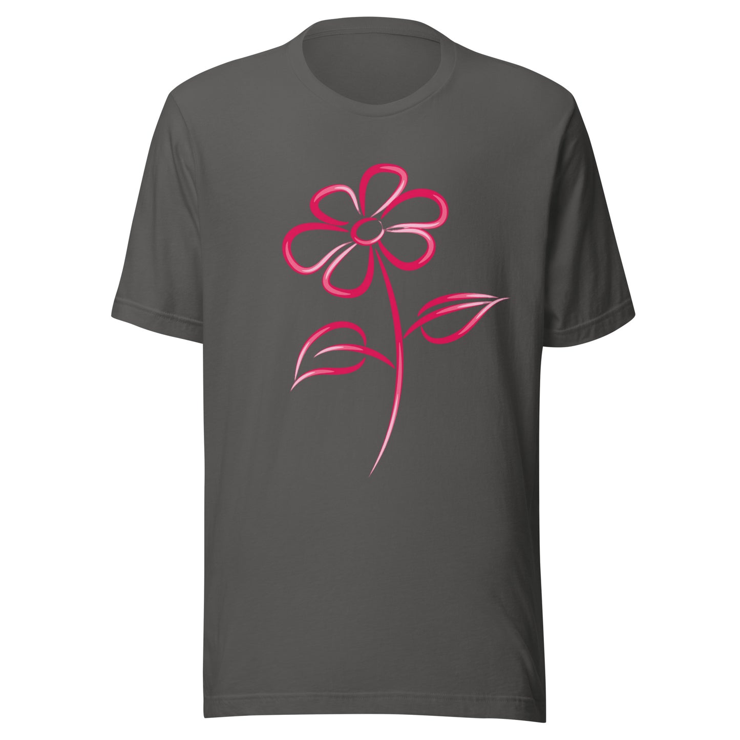 Fuchsia Flower Line Art Graphic Tee - Premium Cotton T-Shirt
