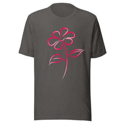 Fuchsia Flower Line Art Graphic Tee - Premium Cotton T-Shirt