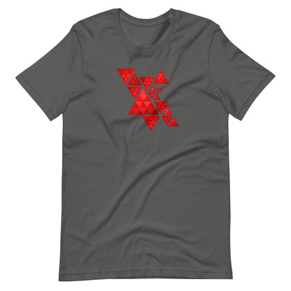 Geometric Red Triangles Graphic Tee - Abstract Mosaic Art T-Shirt
