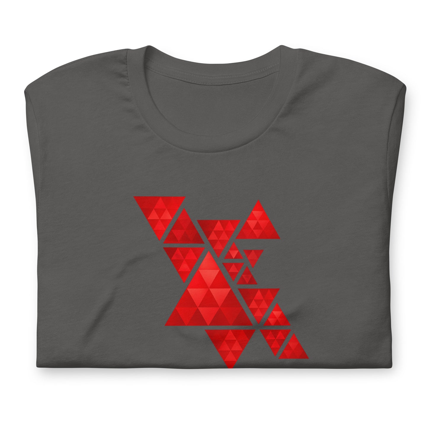 Geometric Red Triangles Graphic Tee - Abstract Mosaic Art T-Shirt