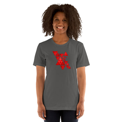 Geometric Red Triangles Graphic Tee - Abstract Mosaic Art T-Shirt