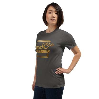 Elyx "Glitz & Glamour" Gold Minimalist Aesthetic Women Graphic Tee