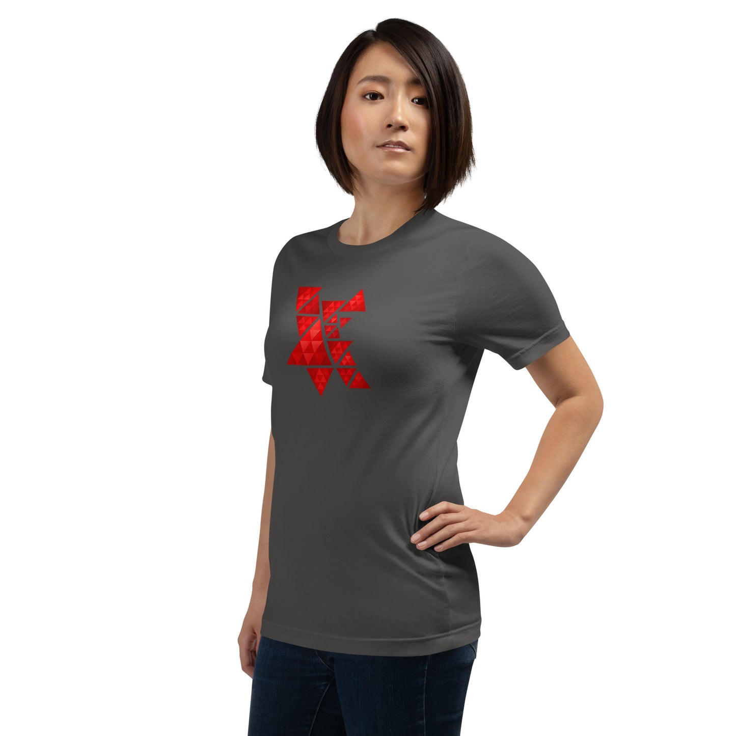 Geometric Red Triangles Graphic Tee - Abstract Mosaic Art T-Shirt