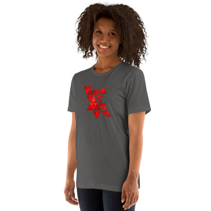Geometric Red Triangles Graphic Tee - Abstract Mosaic Art T-Shirt