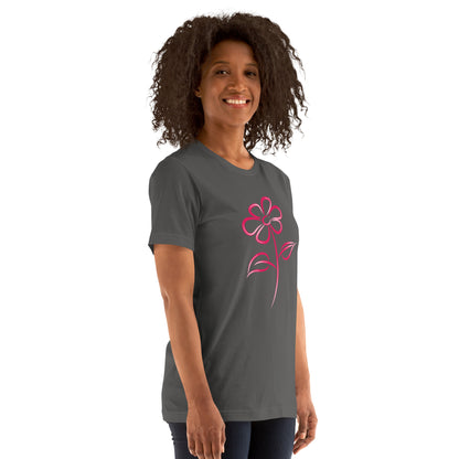 Fuchsia Flower Line Art Graphic Tee - Premium Cotton T-Shirt