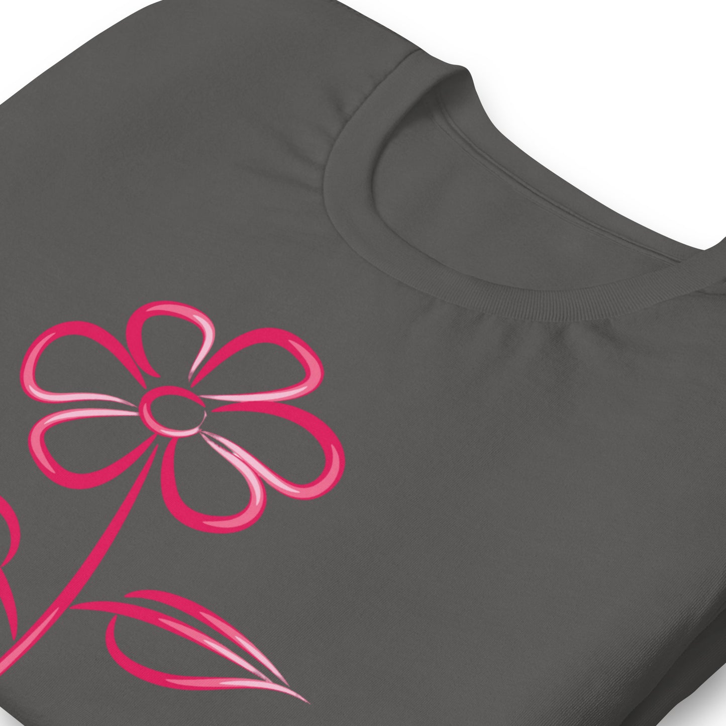 Fuchsia Flower Line Art Graphic Tee - Premium Cotton T-Shirt