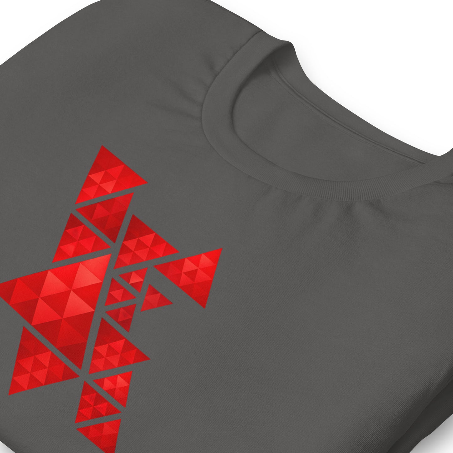 Geometric Red Triangles Graphic Tee - Abstract Mosaic Art T-Shirt