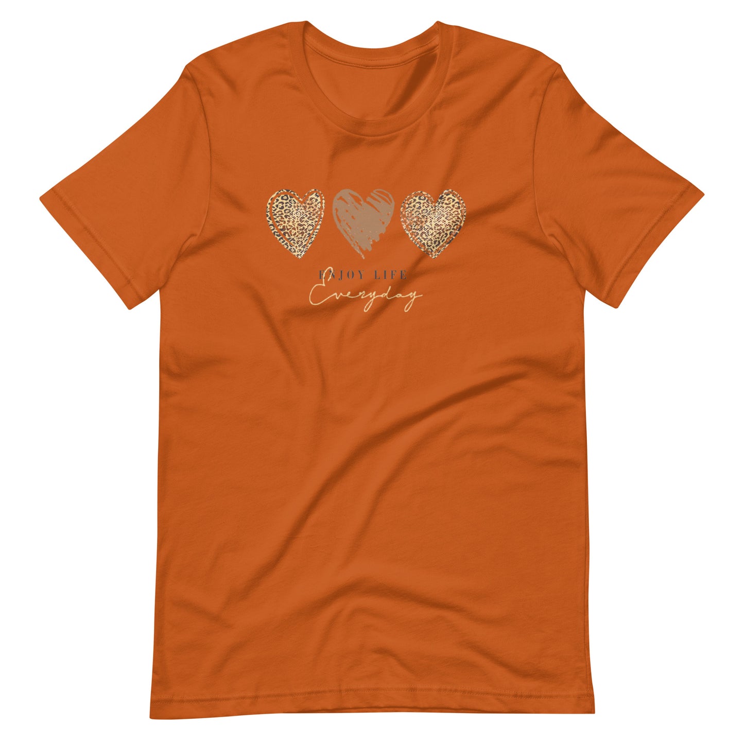 Leopard Heart Graphic Tee - Enjoy Life Everyday Aesthetic Boho T-Shirt - Cozy  Top