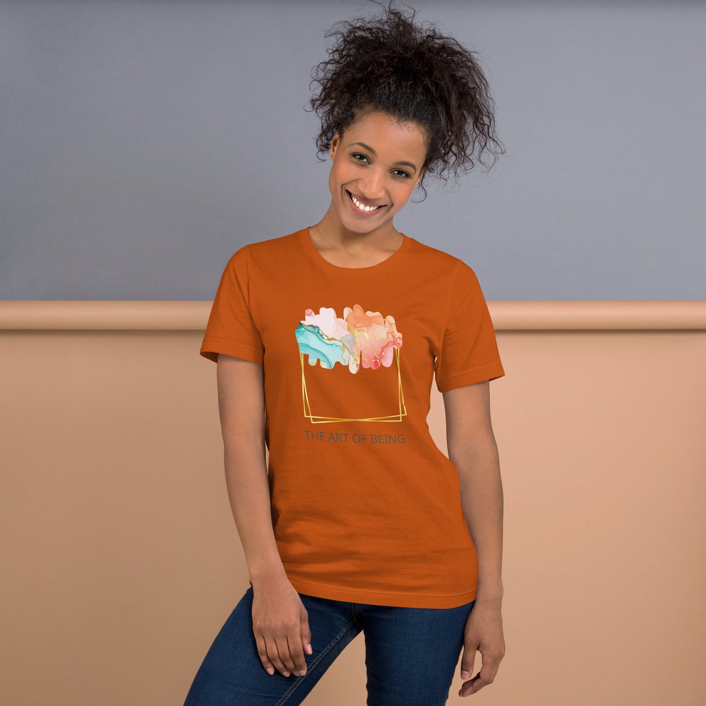 Luxe Abstract Marble Print Tee with Inspirational Quote | Elegant Boho-Chic Top
