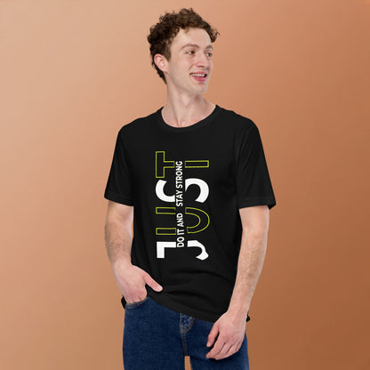 Stay Strong Vertical Typographic Tee - Modern Minimalist Urban Streetwear T-Shirt