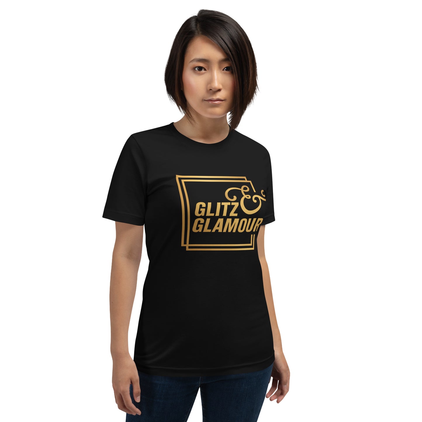 Elyx "Glitz & Glamour" Gold Minimalist Aesthetic Women Graphic Tee
