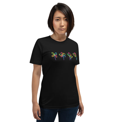Elyx Artistic Rainbow Doodles Floral Tee - Positive Energy Woman Graphic T-Shirt