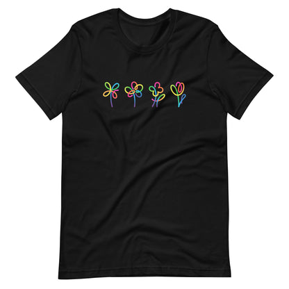 Elyx Artistic Rainbow Doodles Floral Tee - Positive Energy Woman Graphic T-Shirt