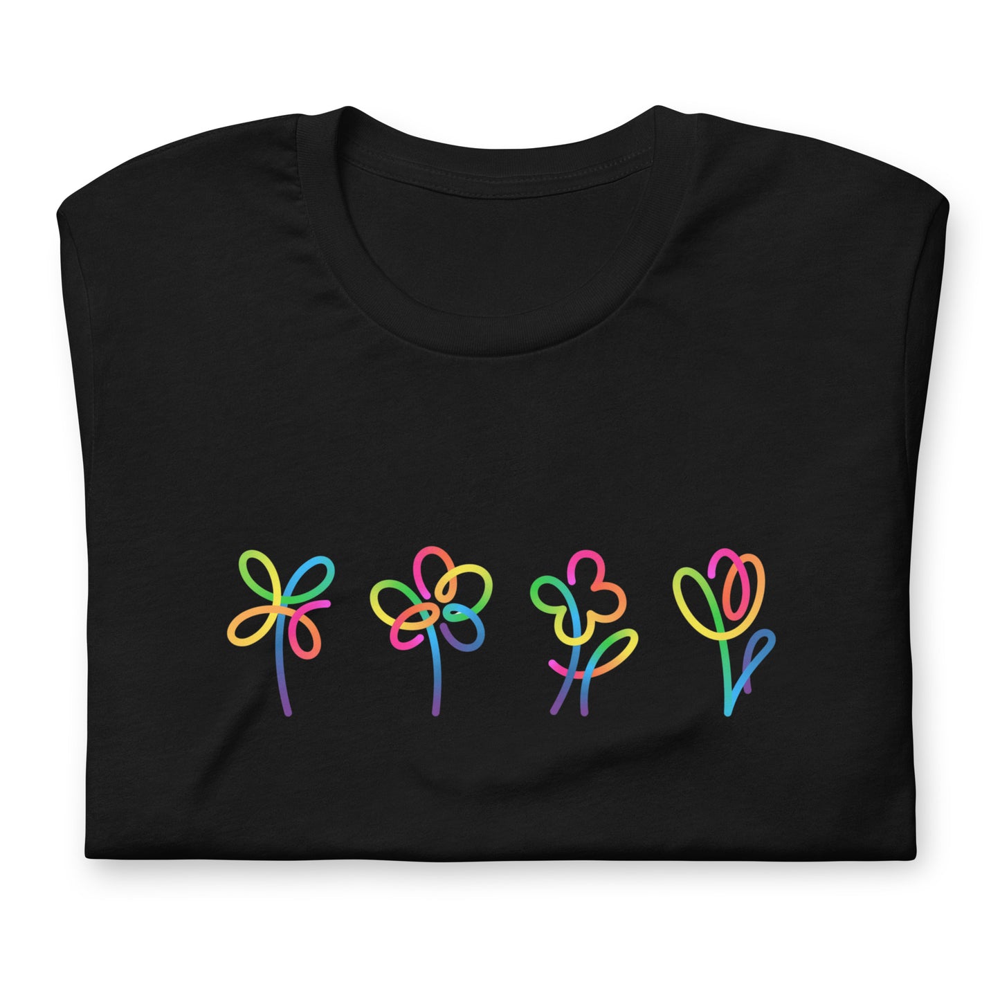 Elyx Artistic Rainbow Doodles Floral Tee - Positive Energy Woman Graphic T-Shirt