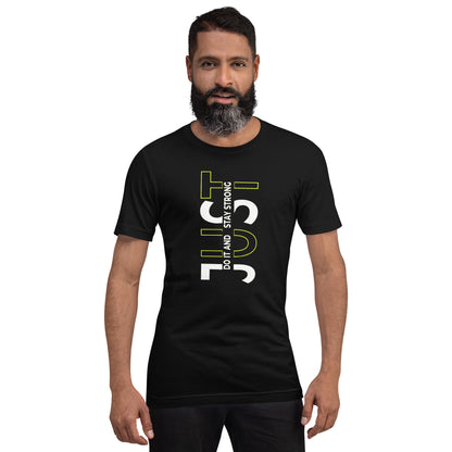 Stay Strong Vertical Typographic Tee - Modern Minimalist Urban Streetwear T-Shirt