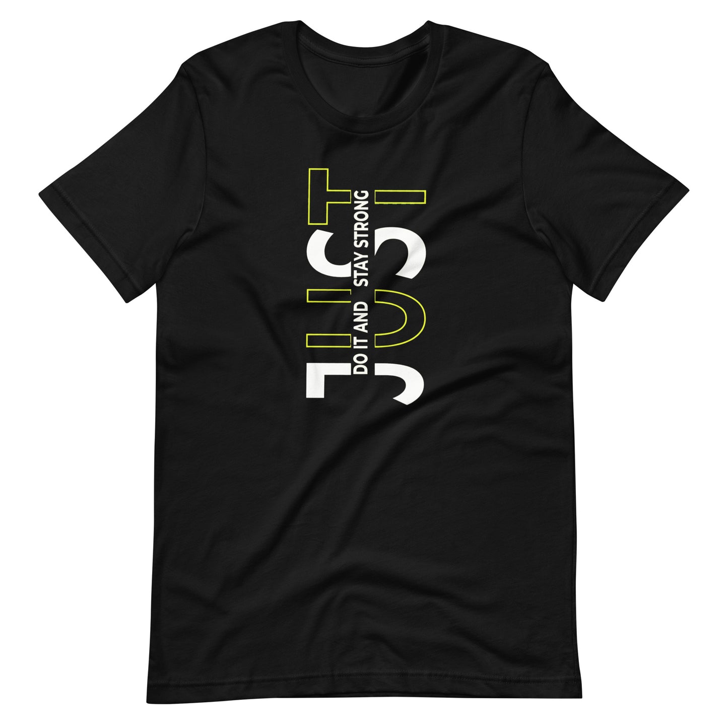 Stay Strong Vertical Typographic Tee - Modern Minimalist Urban Streetwear T-Shirt