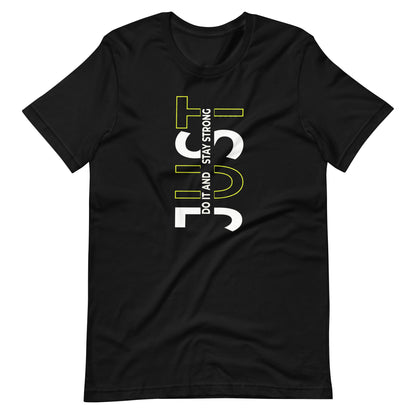 Stay Strong Vertical Typographic Tee - Modern Minimalist Urban Streetwear T-Shirt