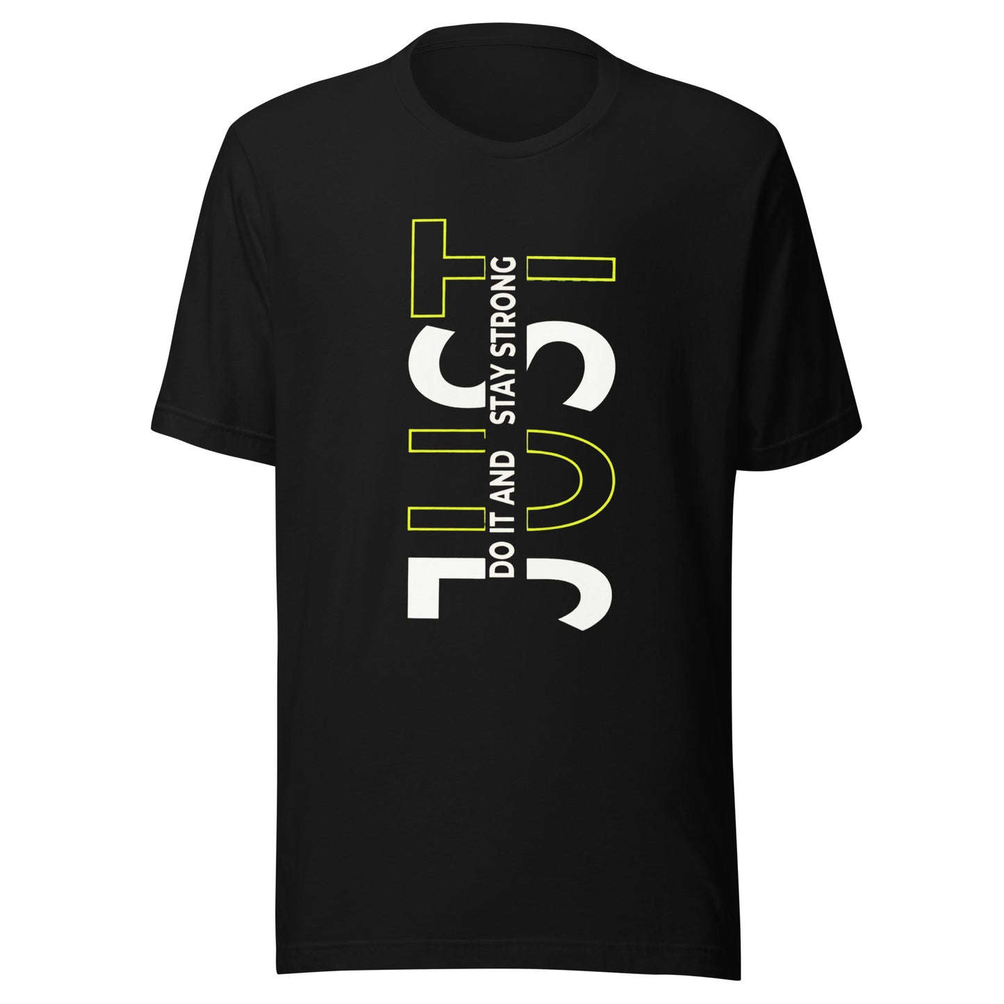 Stay Strong Vertical Typographic Tee - Modern Minimalist Urban Streetwear T-Shirt