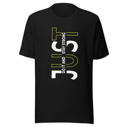 Stay Strong Vertical Typographic Tee - Modern Minimalist Urban Streetwear T-Shirt