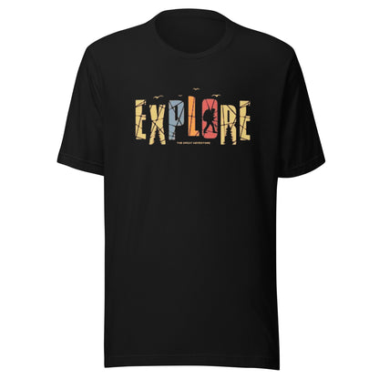 Explore The Great Adventure Graphic Tee - Retro Boho Nature & Hiking T-Shirt