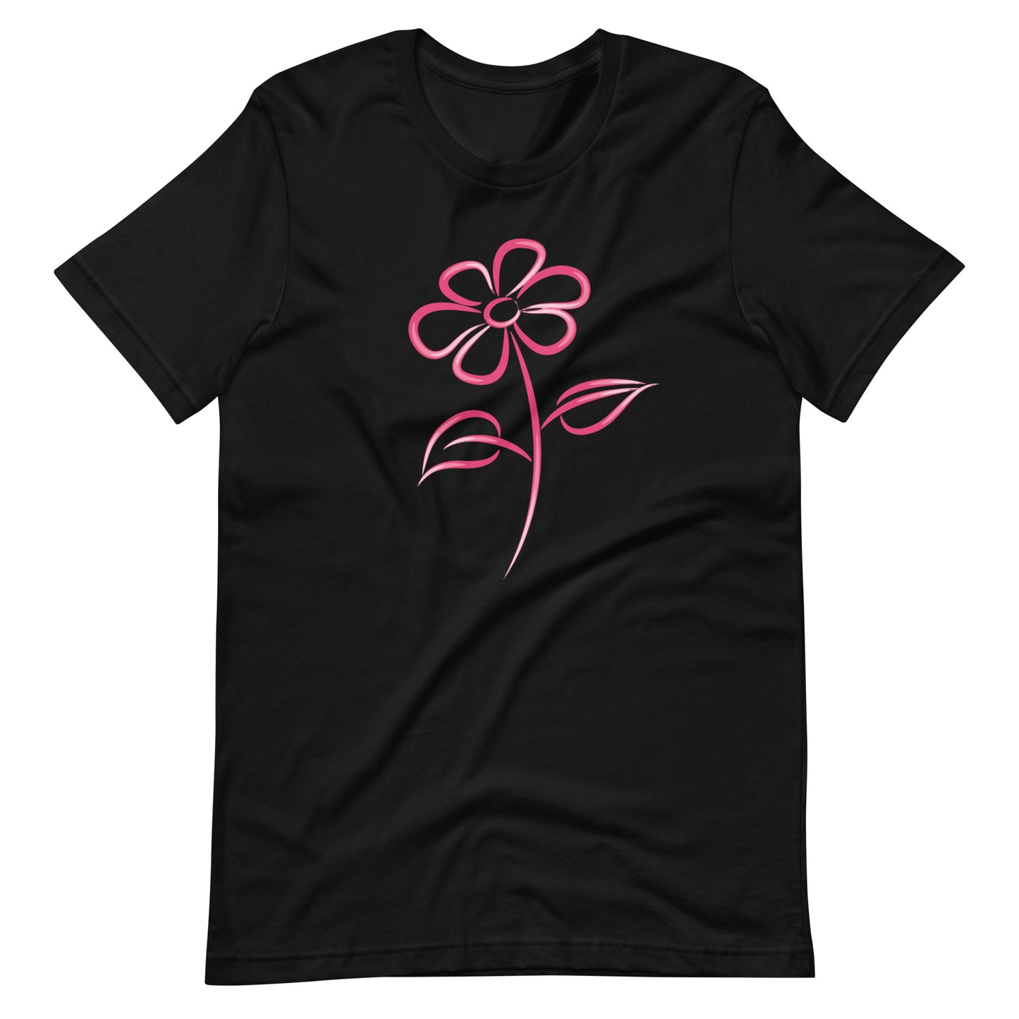 Fuchsia Flower Line Art Graphic Tee - Premium Cotton T-Shirt