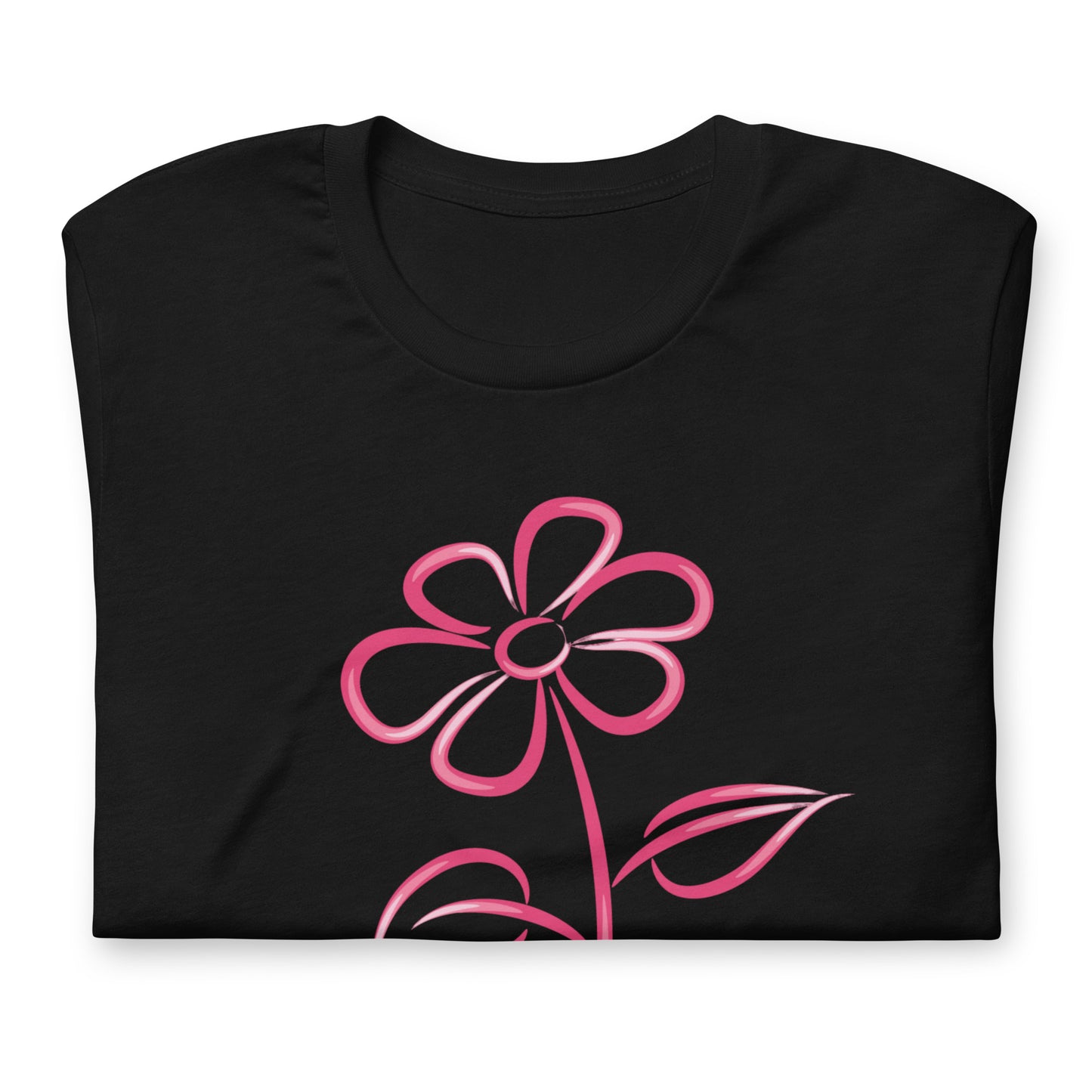 Fuchsia Flower Line Art Graphic Tee - Premium Cotton T-Shirt