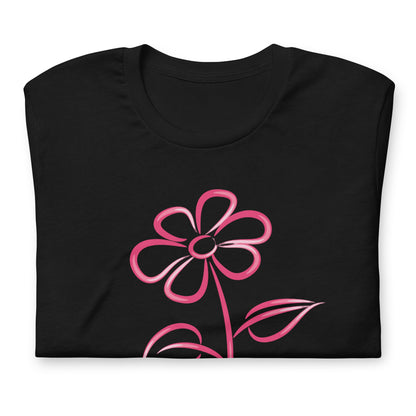 Fuchsia Flower Line Art Graphic Tee - Premium Cotton T-Shirt