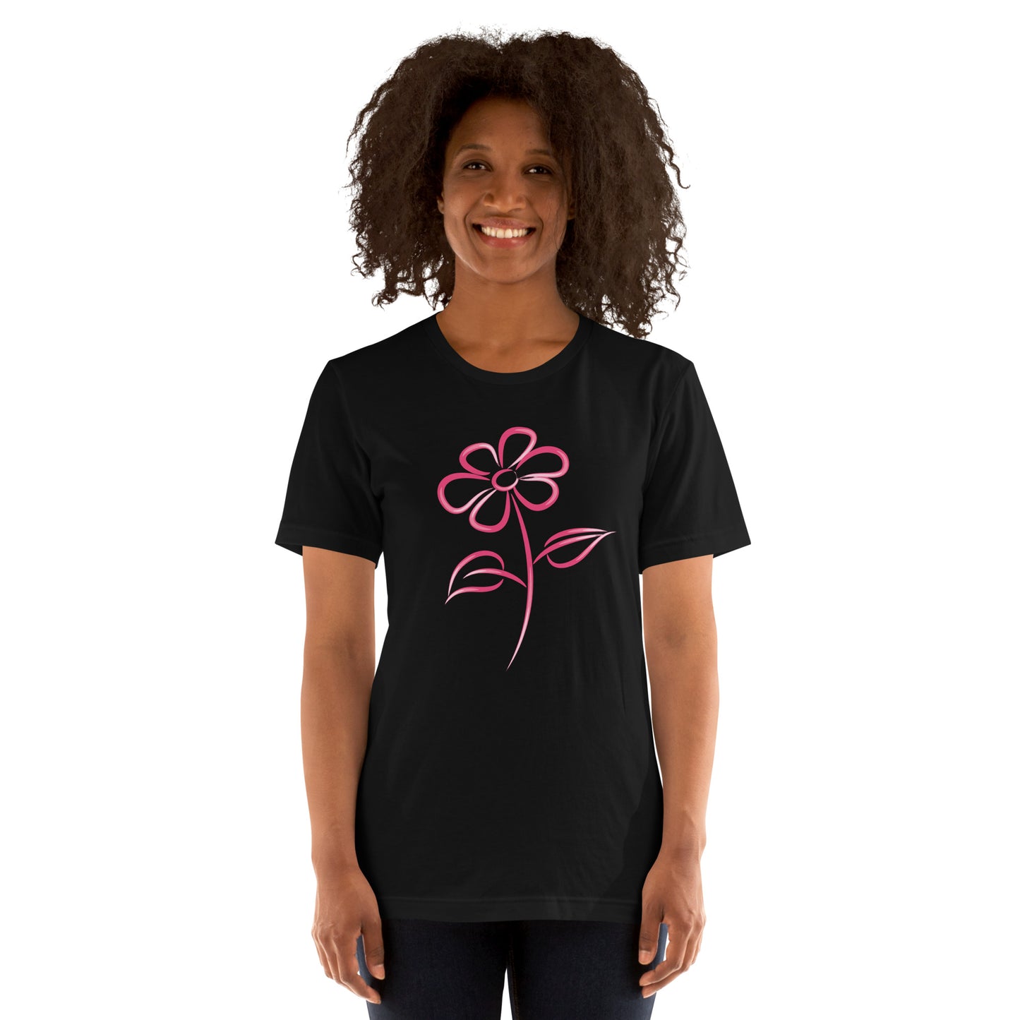 Fuchsia Flower Line Art Graphic Tee - Premium Cotton T-Shirt