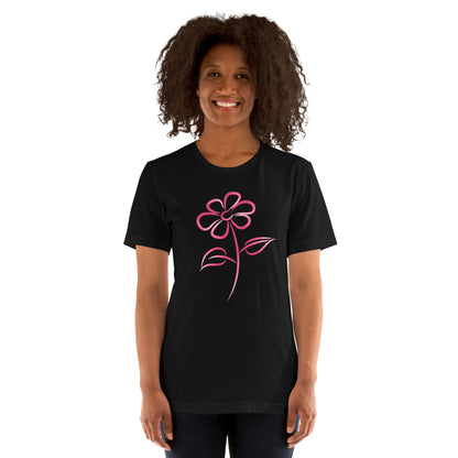 Fuchsia Flower Line Art Graphic Tee - Premium Cotton T-Shirt