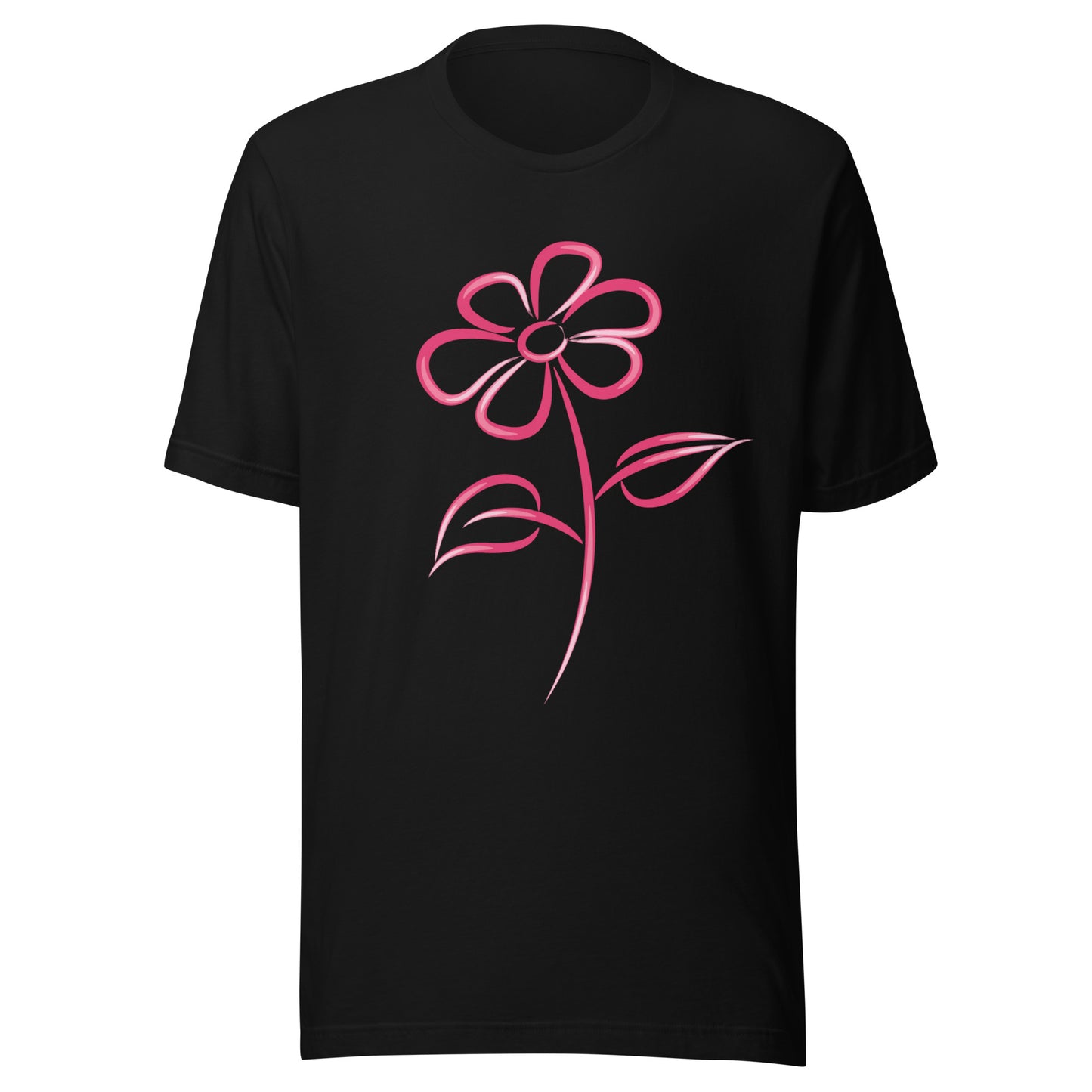Fuchsia Flower Line Art Graphic Tee - Premium Cotton T-Shirt