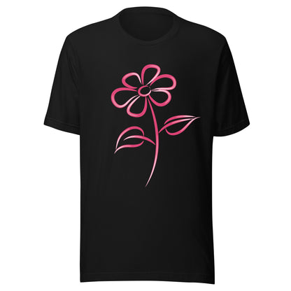 Fuchsia Flower Line Art Graphic Tee - Premium Cotton T-Shirt