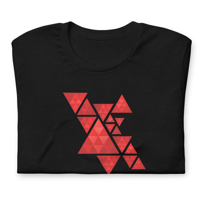 Geometric Red Triangles Graphic Tee - Abstract Mosaic Art T-Shirt