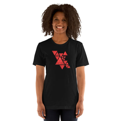 Geometric Red Triangles Graphic Tee - Abstract Mosaic Art T-Shirt