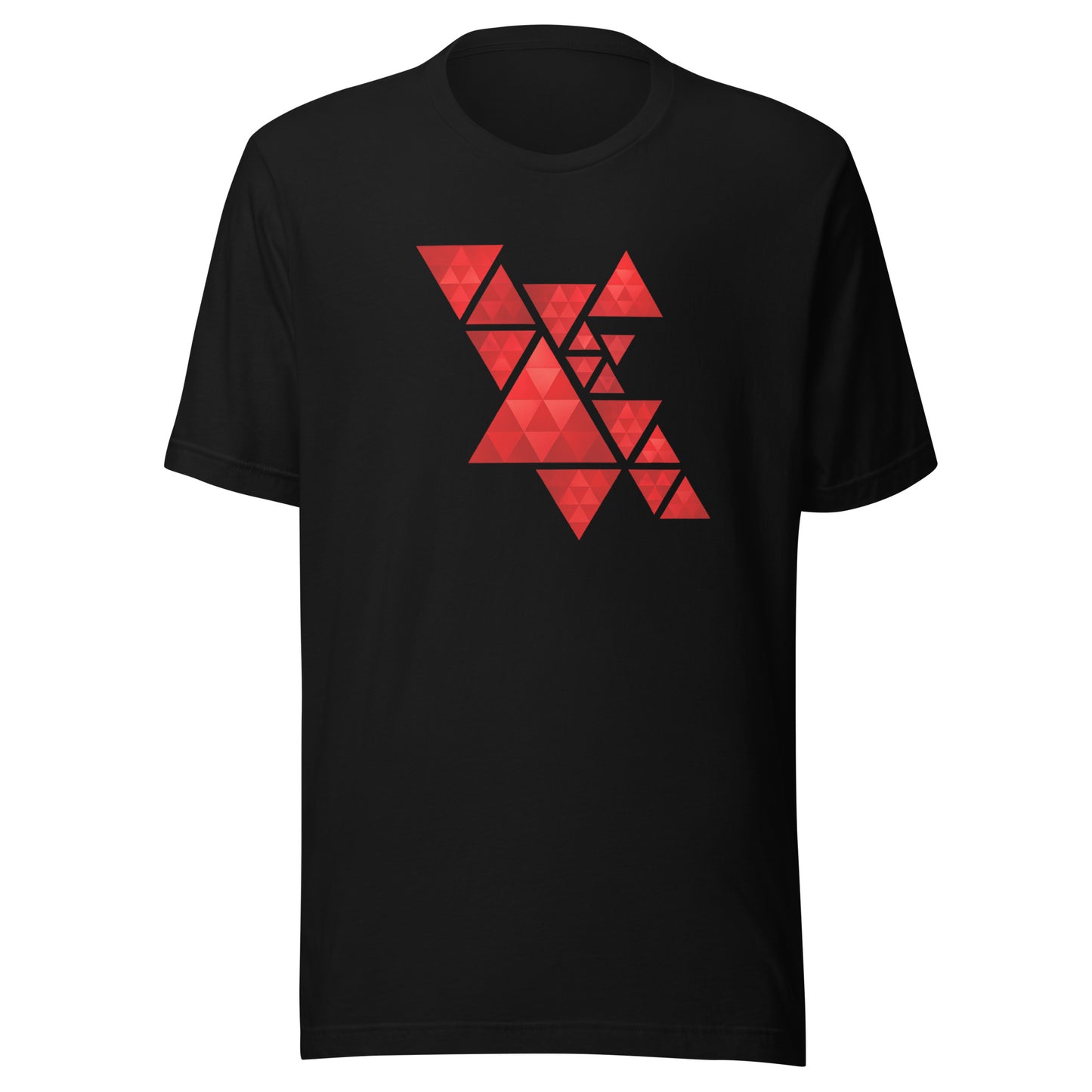Geometric Red Triangles Graphic Tee - Abstract Mosaic Art T-Shirt
