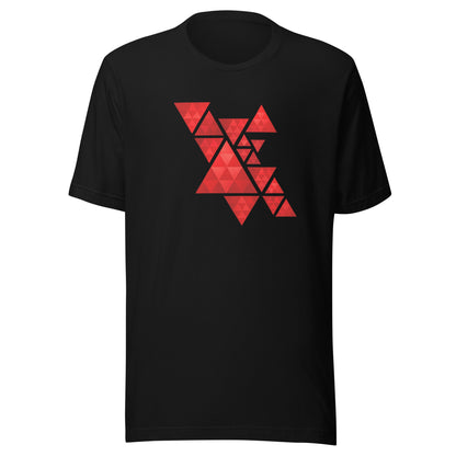 Geometric Red Triangles Graphic Tee - Abstract Mosaic Art T-Shirt