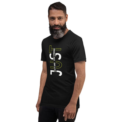 Stay Strong Vertical Typographic Tee - Modern Minimalist Urban Streetwear T-Shirt