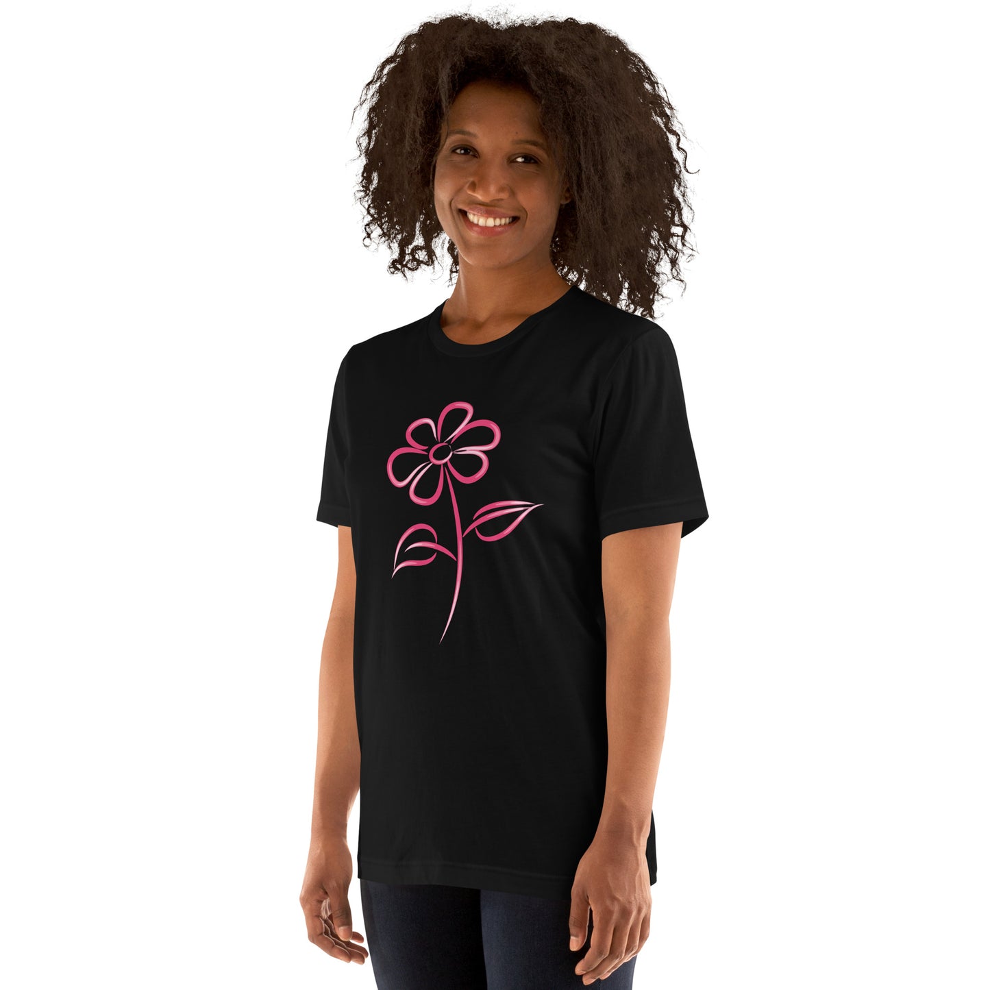 Fuchsia Flower Line Art Graphic Tee - Premium Cotton T-Shirt