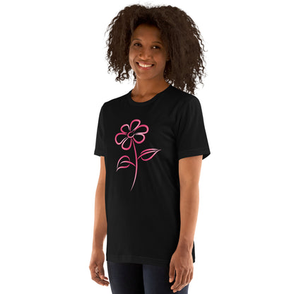 Fuchsia Flower Line Art Graphic Tee - Premium Cotton T-Shirt