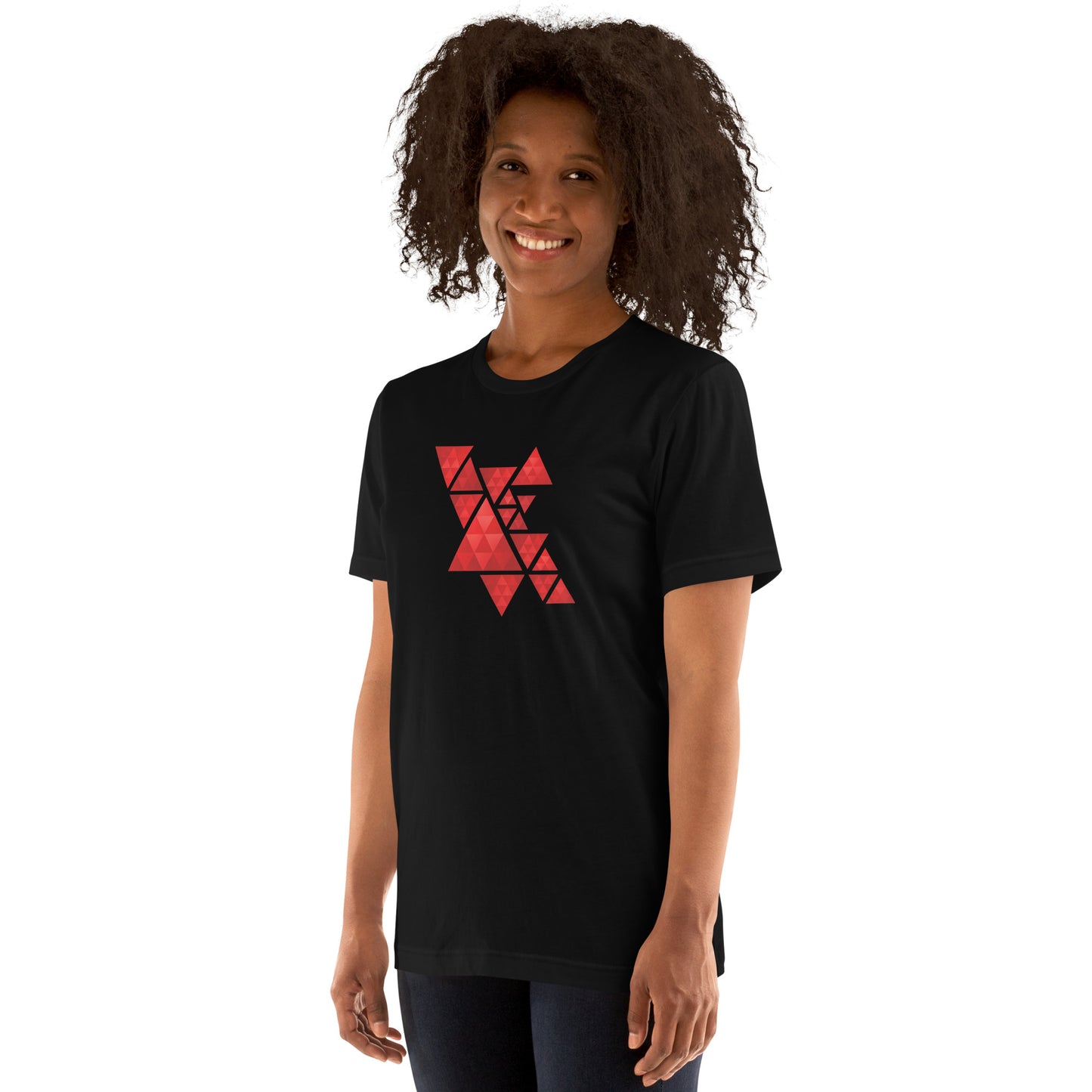 Geometric Red Triangles Graphic Tee - Abstract Mosaic Art T-Shirt