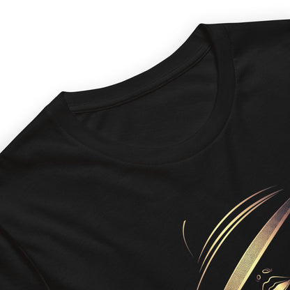 Minimalist Gold Line Art Elegant Woman T-Shirt - Mysterious Lady in Hat Graphic Tee