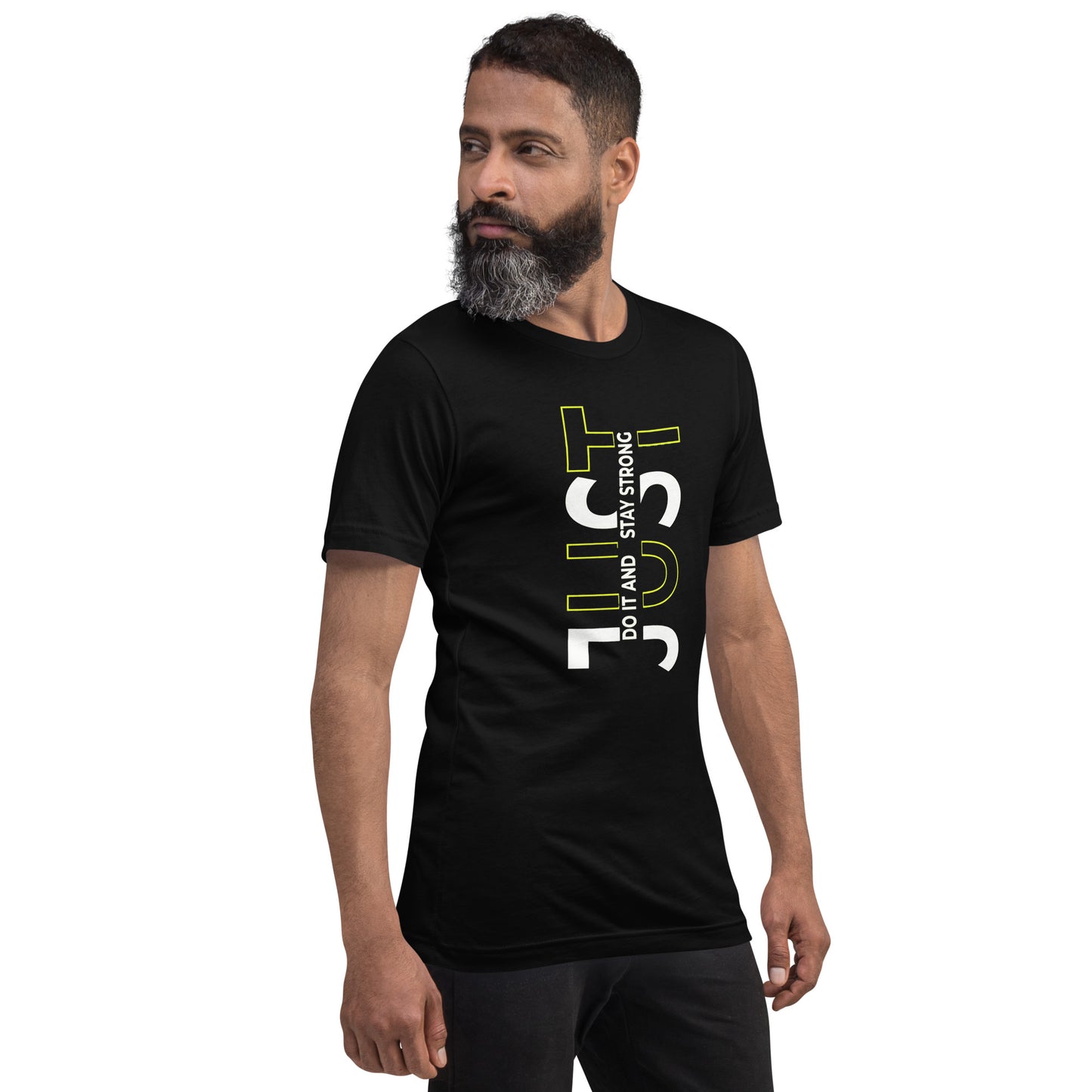 Stay Strong Vertical Typographic Tee - Modern Minimalist Urban Streetwear T-Shirt